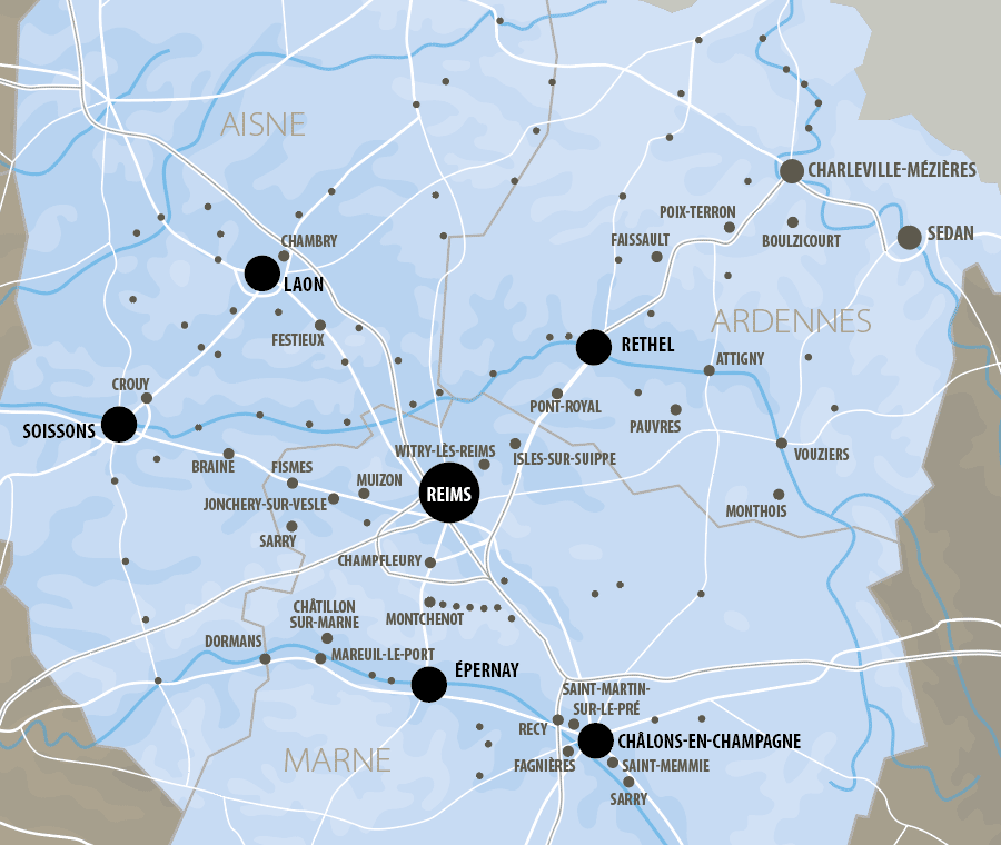 Carte des points de ramassage Jacqueson dans la Marne, les Ardennes et l'Aisne