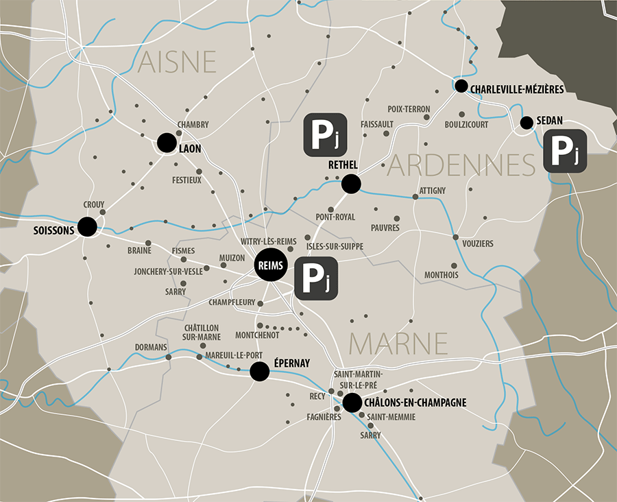 Carte des points de ramassage Jacqueson dans la Marne, les Ardennes et l'Aisne